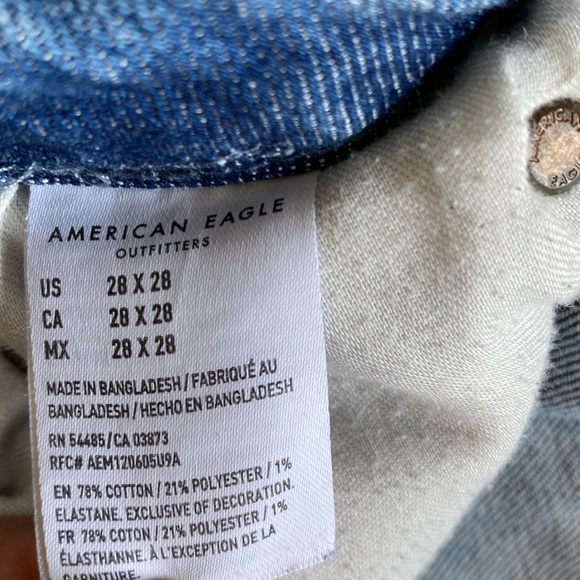 American eagle airflex high waisted Trendy Distressed Blue Jeans size 28x28 - Picture 7 of 10